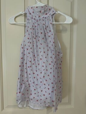 New without Tags Size 0 J. Crew White Halter Top with Red Cherry Motif